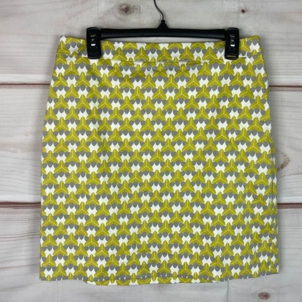 Banana Republic Milly Collection Skirt Womens 8 Yellow A-Line Geometric Stretch